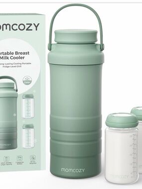 Momcozy Sage Green Insulated Breast Milk Cooler Bottle with Handle